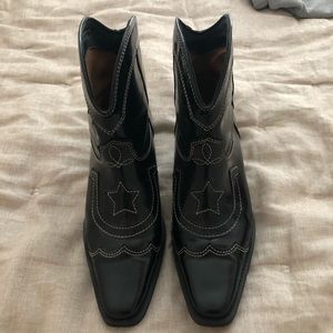 Ganni black cowboy ankle boots!